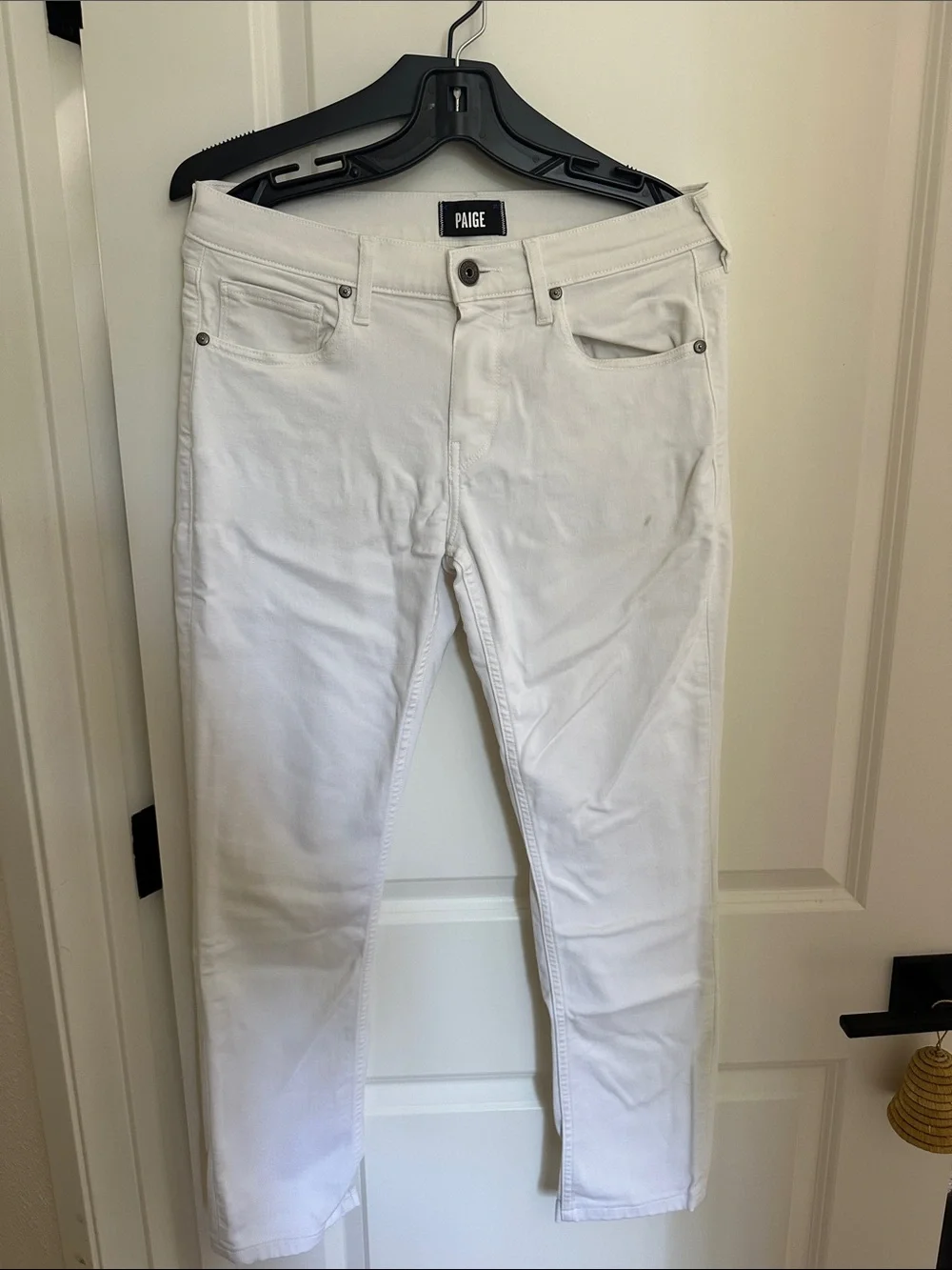 PAIGE Men’s White Slim Straight Jeans